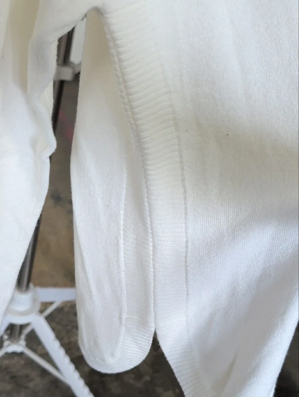 French Connection White Turtleneck Sweater with Ribbed Sides